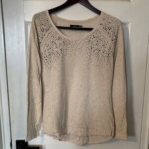 Maurices Light Tan Long Sleeve Top with Studded Design